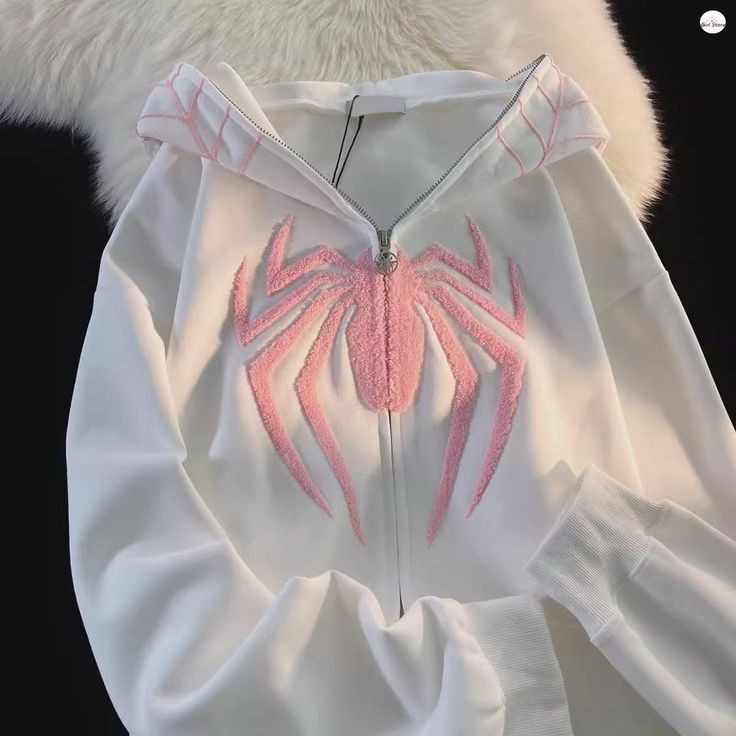 Oversized Pink Web Zip Hoodie